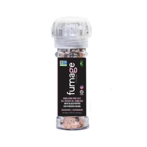 Fumage Gourmet Himalayan Pink Salt with Black Pepper Grinder Perspective: front