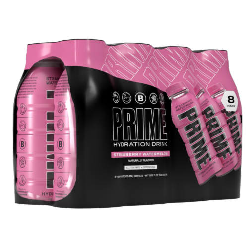 Prime Hydration Strawberry Watermelon Hydration Drinks Perspective: front