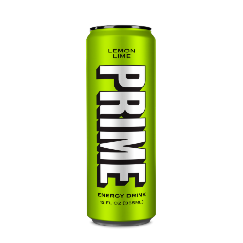 Prime Lemon Lime Energy Drink Can Perspective: front