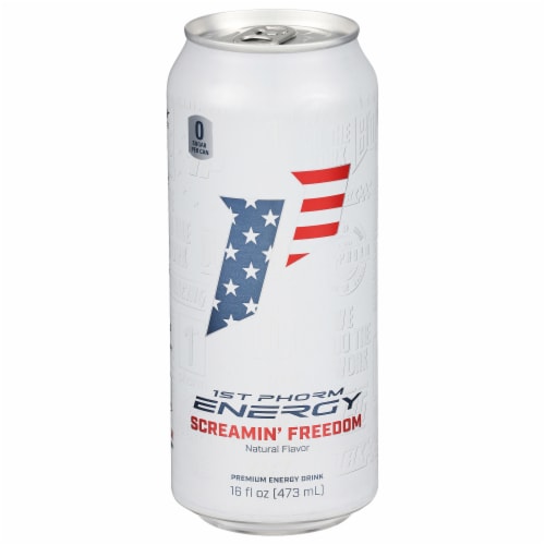 1st Phorm Screamin' Freedom Energy Drink Can Perspective: front