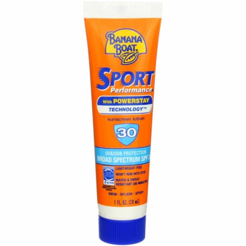 Banana Boat Sport Performance Sunscreen, SPF 30, Water Resistant, 1 fl oz (4 pack) (Bundle) Perspective: front