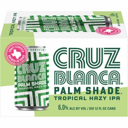 Cruz Blanca Tropical Hazy IPA Palm Shade Beer Perspective: front