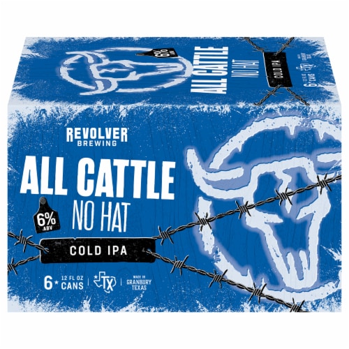 Revolver® Brewing All Cattle No Hat Cold IPA Craft Beer Pack Perspective: front