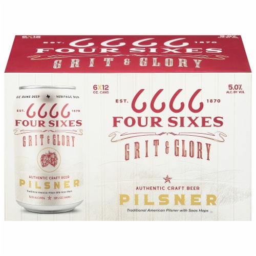 6666 Grit & Glory Four Sixes Authentic Pilsner Perspective: front