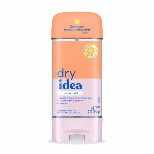 Dry Idea Antiperspirant & Deodorant Gel Unscented Hypoallergenic 72 Hour Protection - Clear Perspective: front