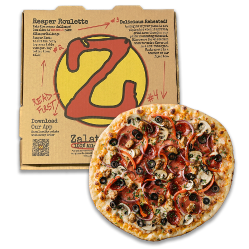 Zalat Take & Bake Deluxe Pizza Perspective: front