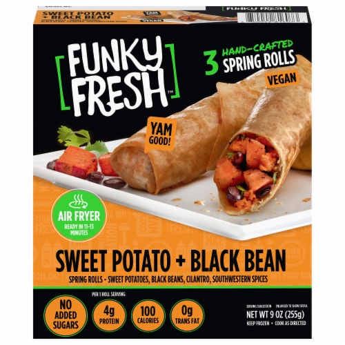 Funky Fresh™ Sweet Potato Black Bean Spring Rolls Perspective: front