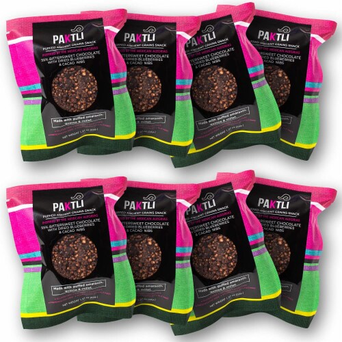 Bittersweet Chocolate with Dried Blueberries & Cacao Nibs - 8 Packs | 1.27 Oz each Perspective: front
