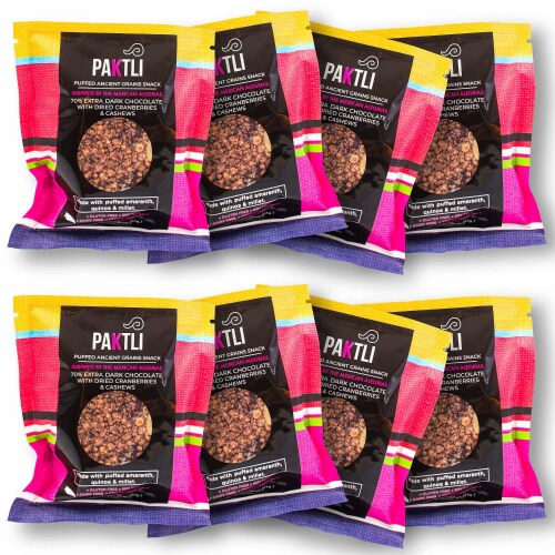 Dark Chocolate with Dried Cranberries and Cashews - 8 Packs | 1.27 Oz each Perspective: front