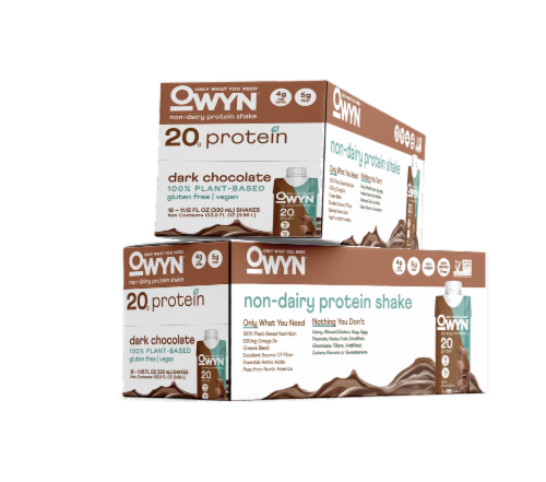 OWYN™ Dark Chocolate Non-Dairy Protein Shakes Perspective: front