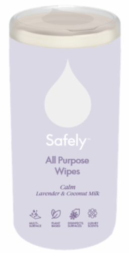 Safely™ Calm Lavender & Coconut Milk All Purpose Wipes Perspective: front