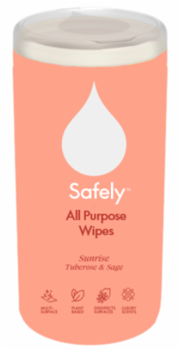 Safely™ Sunrise Tuberose & Sage All Purpose Wipes Perspective: front