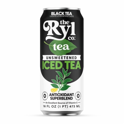 Ryl™ Unsweetened Antioxidant Superblend Zero Sugar Iced Black Tea Single Can Perspective: front