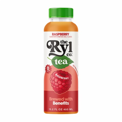 The Ryl Company™ Raspberry Antioxidant Superblend Zero Sugar Iced Tea Bottle Perspective: front