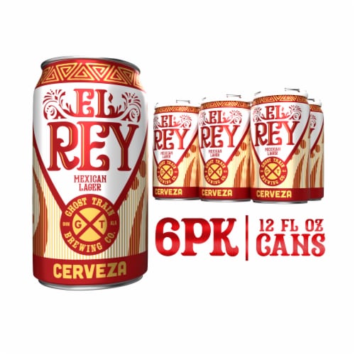 Ghost Train Brewing El Ray Cerveza Mexican Lager Cans Perspective: front
