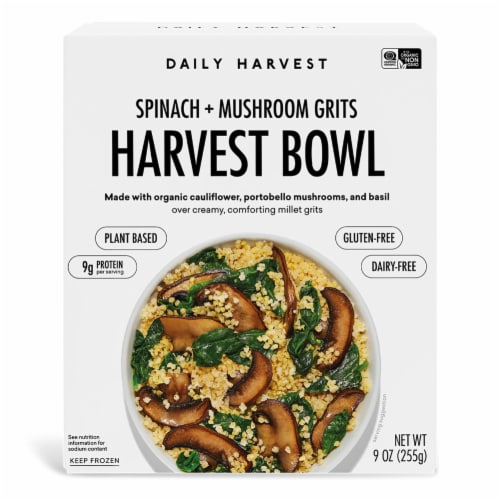Daily Harvest Spinach + Shiitake Grits Harvest Bowl Perspective: front