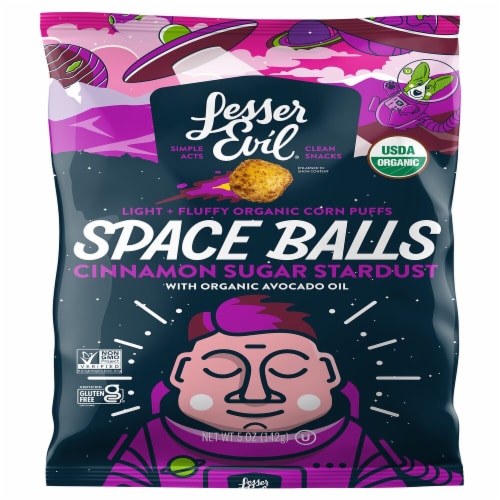 LesserEvil® Cinnamon Sugar Stardust Space Balls Perspective: front