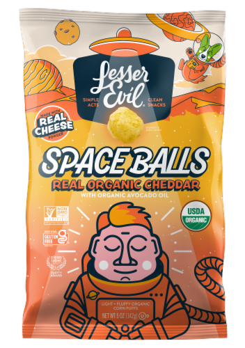 LesserEvil® Organic Cheddar Corn Puffs Perspective: front