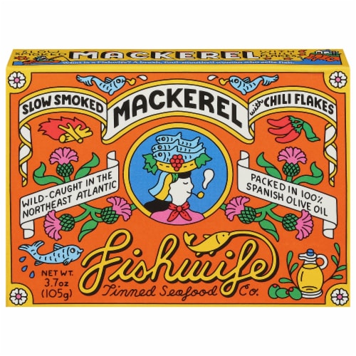 Fishwife Tinned Slow Smoked Mackeral with Chili Flakes Perspective: front