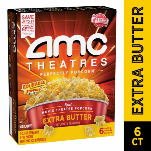 AMC Theatres Perfectly Popcorn™ Extra Butter Movie Theatre Microwave Popcorn Perspective: front