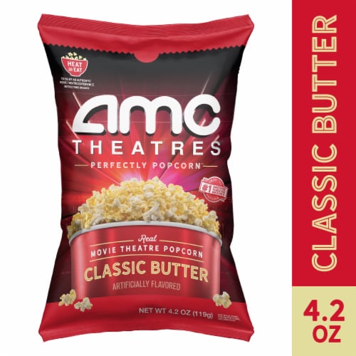 AMC Theatres Classic Butter Ready To Eat Popcorn Perspective: front