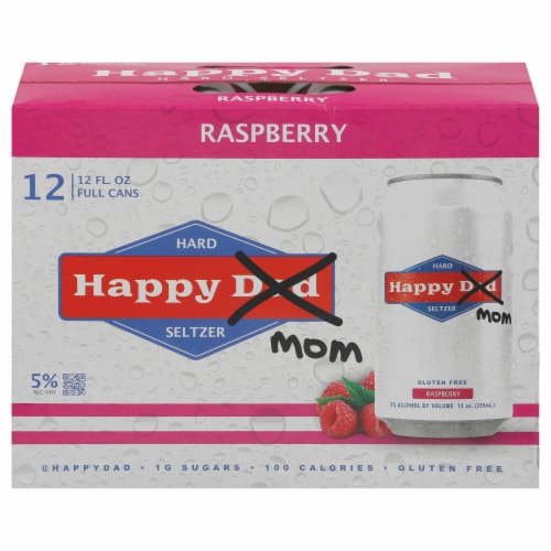 Happy Dad Happy Mom Raspberry Hard Seltzer Perspective: front