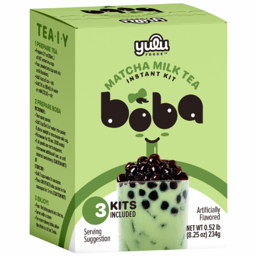 Yulu Foods™ Matcha Milk Tea Boba Kit Perspective: front