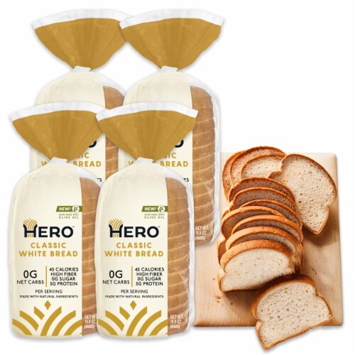 Hero Bread™ 0g Net Carb Classic White Sandwich Bread Delicious Keto Friendly Bread Perspective: front
