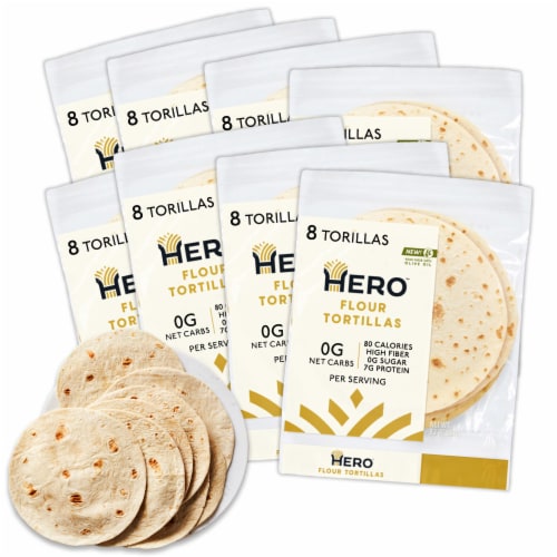 Hero Bread™ 0g Net Carb Flour Tortillas 8 Keto Friendly Tortilla Wraps Perspective: front