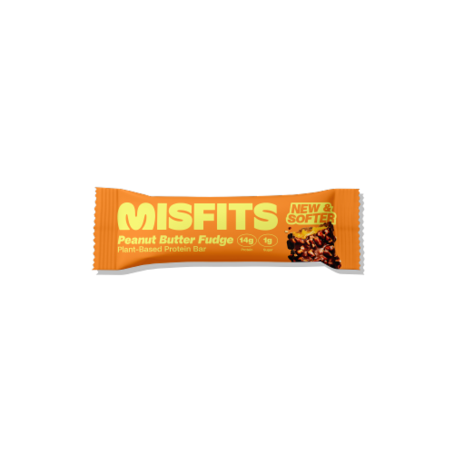 Misfits Peanut Butter Fudge Plant-Based Protein Bar Perspective: front