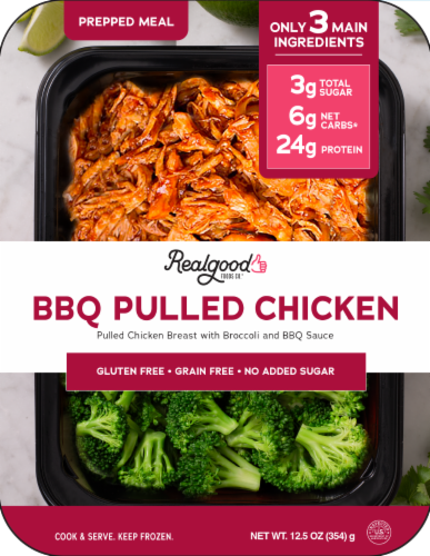 The Real Good Food Company BBQ Pulled Chicken Prepped Meal Perspective: front