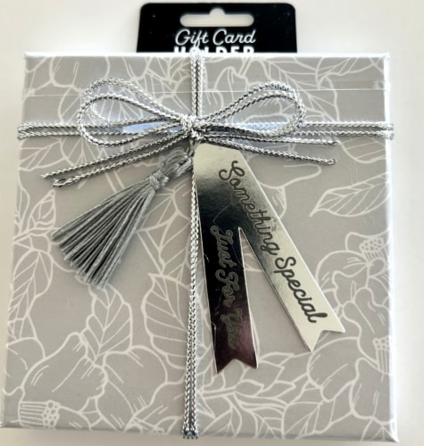 Surface Packaging Floral White Tassel Square Gift Card Holder Box Perspective: front
