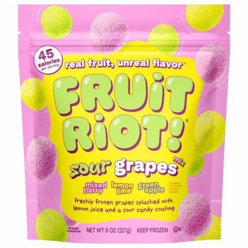 Fruit Riot® Sour Grapes Sour Candy Coated Mixed Grapes Perspective: front