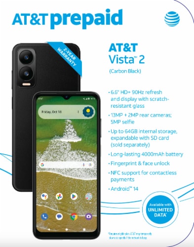 AT&T Vista™ 2 - Carbon Black Perspective: front