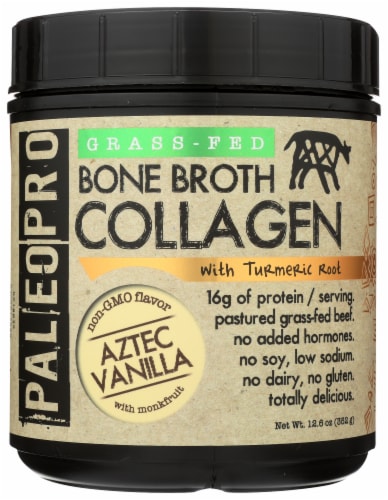 Paleo Pro Aztec Vanilla Grass-Fed Bone Broth Collagen Perspective: front
