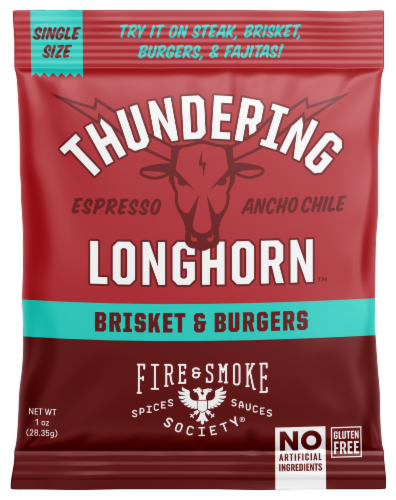 Fire & Smoke Society® Thundering Longhorn™ Brisket & Burgers Seasoning Perspective: front