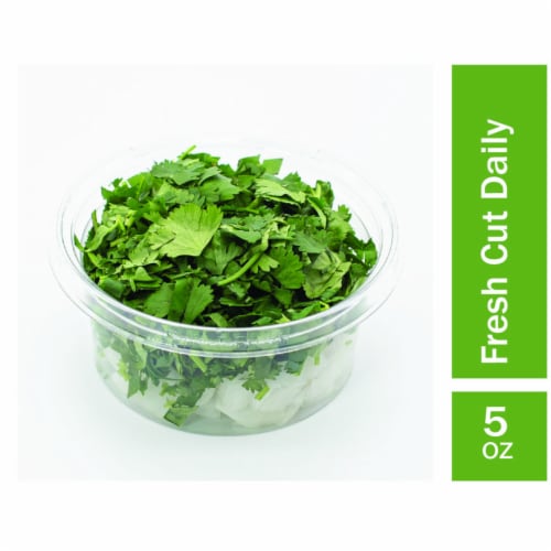 Fresh Cut Chopped Cilantro with White Onions Perspective: front
