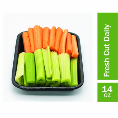 Fresh Cut Whole Celery & Carrot Sticks Small Tray Perspective: front