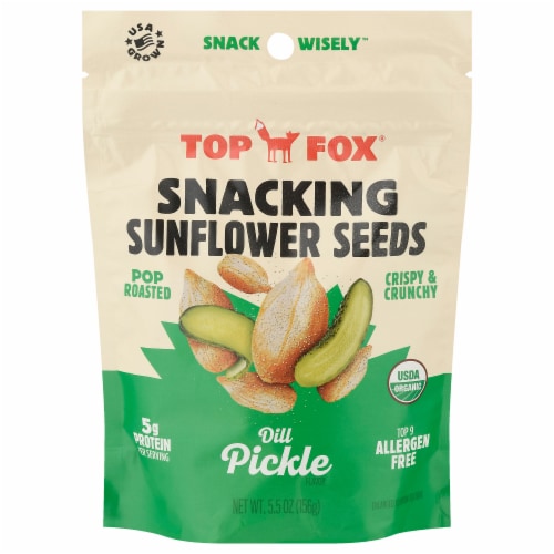 Top Fox® Pop Roasted Sunflower Seeds Dill Pickle Perspective: front