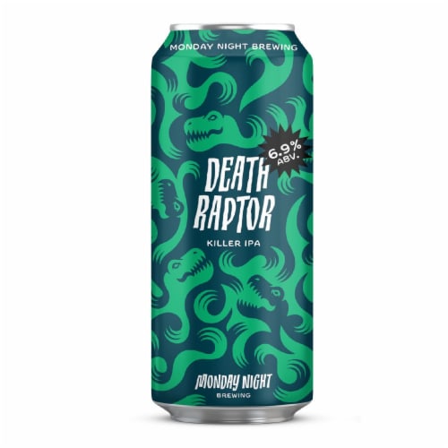 Monday Night Brewing Death Raptor Killer IPA Craft Beer Single Can Perspective: front
