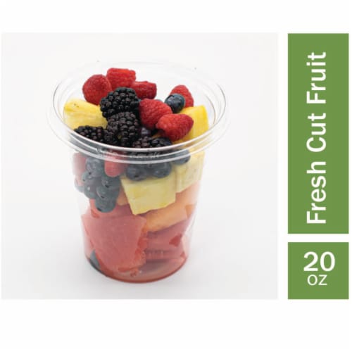 Fresh Cut Mixed Fruit with Melons and Berries Perspective: front