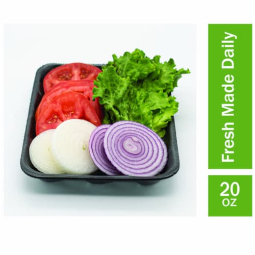 Fresh Cut Hamburger Vegetable Fixings Perspective: front