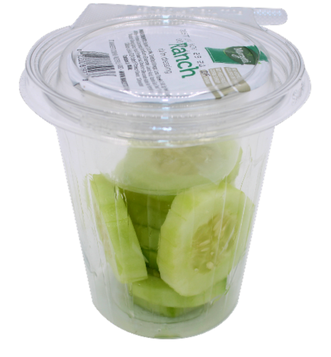 Fresh Made Cucumber Bowl with Ranch Dip Perspective: front