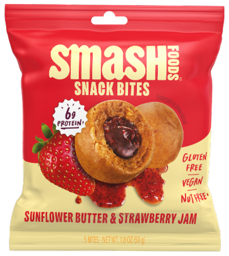Smash Foods® Sunflower Butter & Strawberry Jam Snack Bites Perspective: front