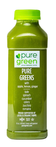 Pure Green Vegetable Pressed Juice Perspective: front