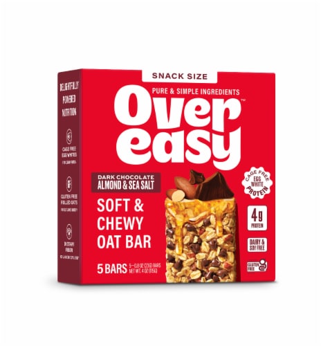 Over Easy™ Dark Chocolate Almond Sea Salt Soft & Chewy Oat Bars Perspective: front