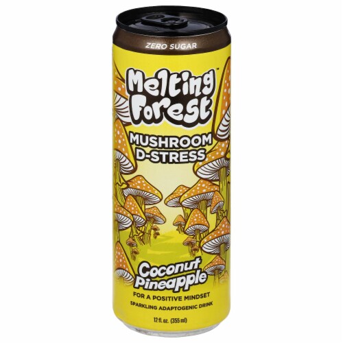 Melting Forest™ Mushroom D-Stress Coconut Pineapple Sparkling Adaptogenic Drink Perspective: front