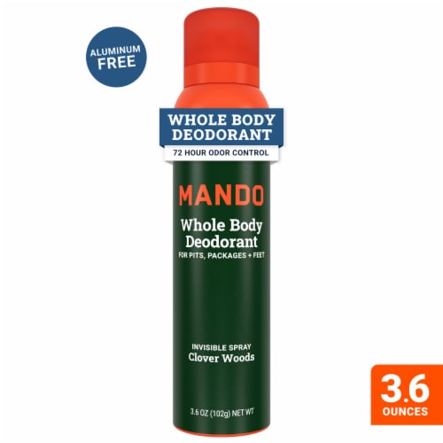 Mando Whole Body Men’s Deodorant - Invisible Spray Deodorant - Aluminum Free - Clover Woods Perspective: front