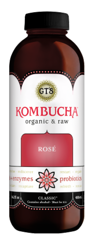 GT's Living Foods Organic Rose Classic Kombucha Perspective: front