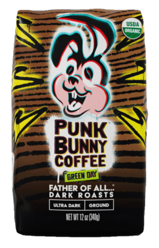 Punk™ Bunny Green Day Ultra Dark Ground Coffee Perspective: front